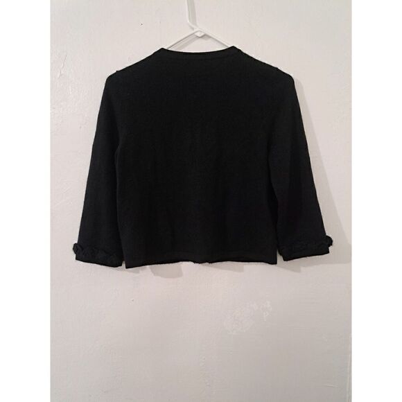 Lord & Taylor Womens Small 100% ALL CASHMERE BLACK BOLERO Sweater Cardigan - Picture 3 of 7